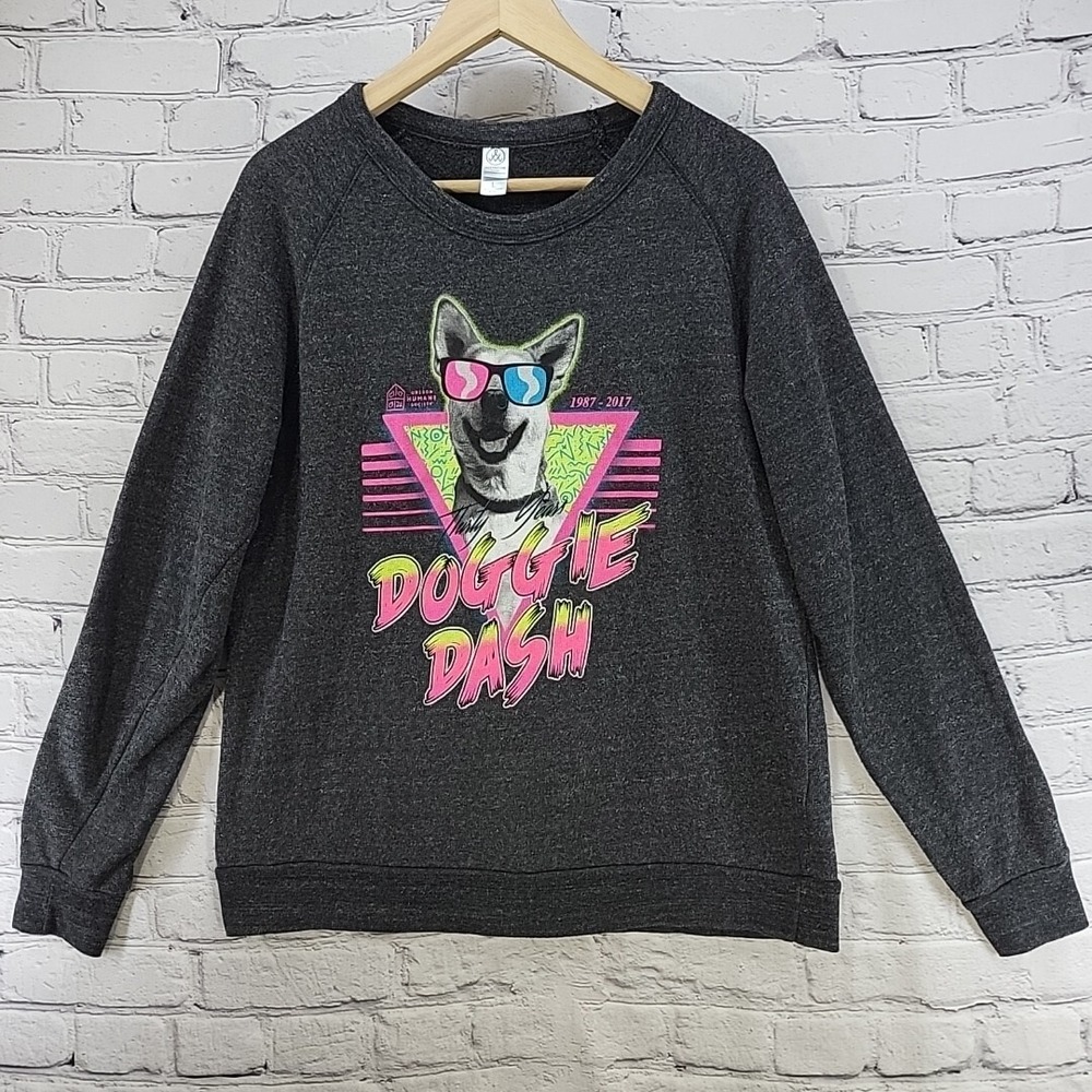 Alternative Earth Sweatshirt Womens Sz L Gray Doggie Dash‎ Humane Society